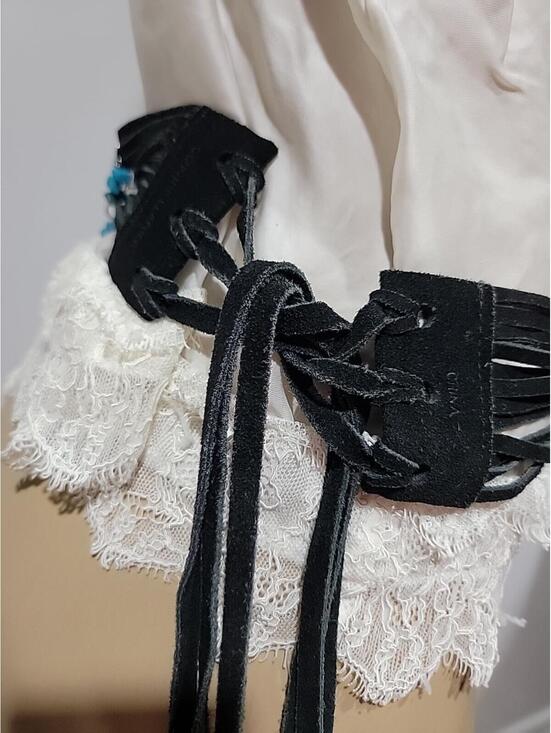 Suede leather Strained  Southwestern Style Turquoise-colored beads attached Belt main image 11